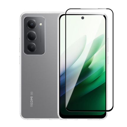 Vivid Set Gelly Case + Full Face Tempered Glass Redmi 15 5G Black