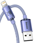 Baseus Crystal Shine Series Cable USB to Lightning 2.4A 1.2m Lilac - Image 2