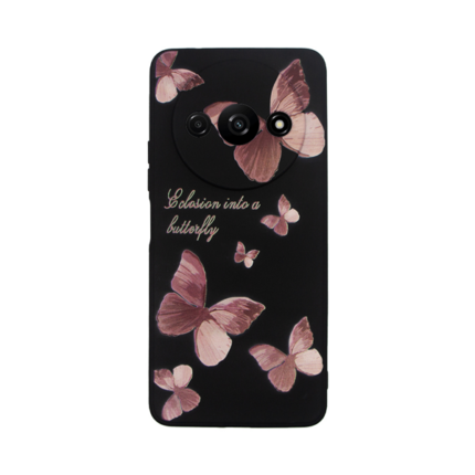 Vivid Silicone Case Redmi A3 Butterfly Black/Pink