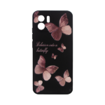 Vivid Silicone Case Redmi A2 Butterfly Black/Pink - Image 2