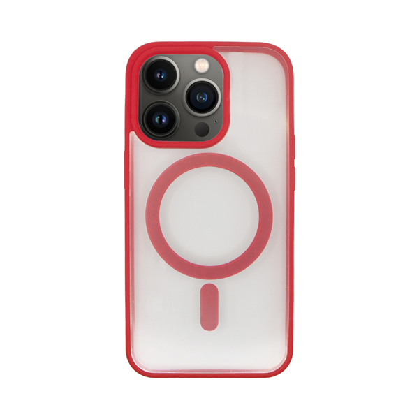 cs-mgs-tr-4-2403003 Vivid Magsafe Silicone Case Apple iPhone 13 Pro Transparent/Red - Image 1