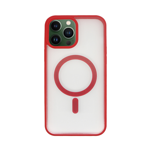 cs-mgs-tr-4-2403004 Vivid Magsafe Silicone Case Apple iPhone 13 Pro Max Transparent/Red - Image 1