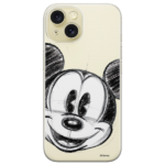 Disney Case Apple iPhone 15 Mickey Partial Print Sketch Transparent