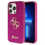 Guess Fixed Glitter 4G Logo Silicone Case Apple iPhone 15 Pro Purple