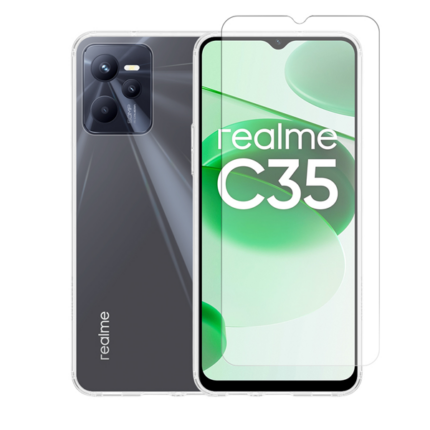Vivid Set TPU Case + Tempered Glass Realme C35 Transparent