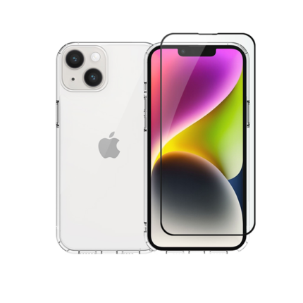 Vivid Set TPU Case + Full Face Tempered Glass Apple iPhone 14 Black