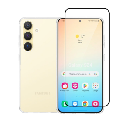 Vivid Set Gelly Case + Full Face Tempered Glass Samsung Galaxy S24 Black