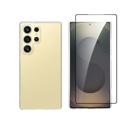 Vivid Set Gelly Case + Full Face Tempered Glass Samsung Galaxy S25 Ultra Black