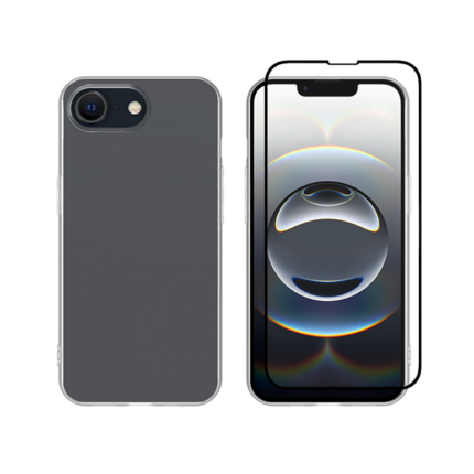 Vivid Set Gelly Case + Full Face Tempered Glass Apple iPhone 16e Black