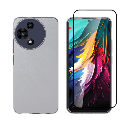 Vivid Set Gelly Case + Full Face Tempered Glass TCL 60R 5G Black